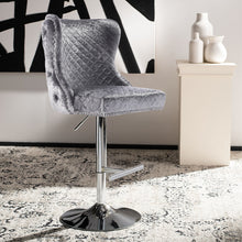 Load image into Gallery viewer, Turfted Velvet Swivel Bar Stool with Lion Head Ring Knocker