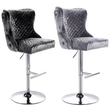 Load image into Gallery viewer, Turfted Velvet Swivel Bar Stool with Lion Head Ring Knocker