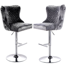 Load image into Gallery viewer, Turfted Velvet Swivel Bar Stool with Lion Head Ring Knocker