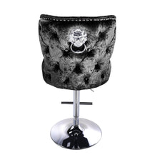 Load image into Gallery viewer, Turfted Velvet Swivel Bar Stool with Lion Head Ring Knocker