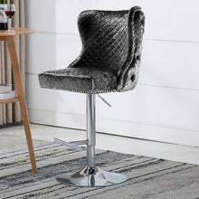 Load image into Gallery viewer, Turfted Velvet Swivel Bar Stool with Lion Head Ring Knocker