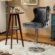 Load image into Gallery viewer, Turfted Velvet Swivel Bar Stool with Lion Head Ring Knocker