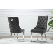 Load image into Gallery viewer, Velvet Steel Legs Button Upholstered Dining Chair