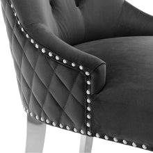 Load image into Gallery viewer, Velvet Steel Legs Button Upholstered Dining Chair