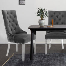 Load image into Gallery viewer, Velvet Steel Legs Button Upholstered Dining Chair