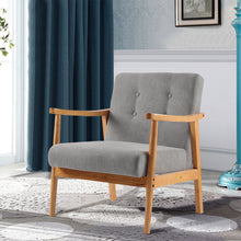 Load image into Gallery viewer, Accent Chair Wooden Frame Fabric Button Back Chair Armchair Seat