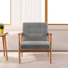 Load image into Gallery viewer, Accent Chair Wooden Frame Fabric Button Back Chair Armchair Seat