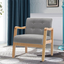 Load image into Gallery viewer, Accent Chair Wooden Frame Fabric Button Back Chair Armchair Seat