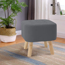 Load image into Gallery viewer, Luxury Padded Wooden Footstool Ottoman Square Pouffe Stool