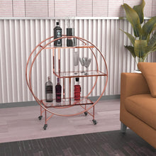 Load image into Gallery viewer, 3 Tiers Rolling Trolley Metal Frame Glass Shelf Rack Wine Drink Kitchen Cart