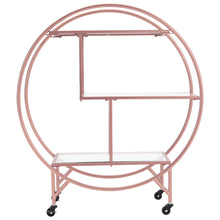 Load image into Gallery viewer, 3 Tiers Rolling Trolley Metal Frame Glass Shelf Rack Wine Drink Kitchen Cart