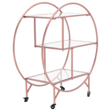 Load image into Gallery viewer, 3 Tiers Rolling Trolley Metal Frame Glass Shelf Rack Wine Drink Kitchen Cart