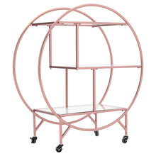 Load image into Gallery viewer, 3 Tiers Rolling Trolley Metal Frame Glass Shelf Rack Wine Drink Kitchen Cart