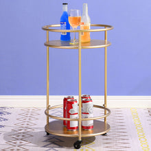 Load image into Gallery viewer, 2 Tier Metal Rolling Trolley Cart Drinks Food Wine Tea Serving Tray Display
