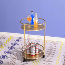 Load image into Gallery viewer, 2 Tier Metal Rolling Trolley Cart Drinks Food Wine Tea Serving Tray Display