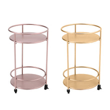 Load image into Gallery viewer, 2 Tier Metal Rolling Trolley Cart Drinks Food Wine Tea Serving Tray Display