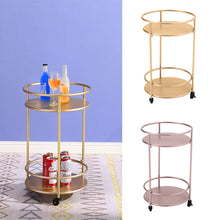 Load image into Gallery viewer, 2 Tier Metal Rolling Trolley Cart Drinks Food Wine Tea Serving Tray Display