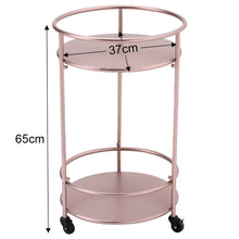 Load image into Gallery viewer, 2 Tier Metal Rolling Trolley Cart Drinks Food Wine Tea Serving Tray Display