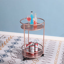 Load image into Gallery viewer, 2 Tier Metal Rolling Trolley Cart Drinks Food Wine Tea Serving Tray Display