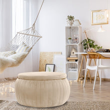 Load image into Gallery viewer, Wide Round Velvet Storage Ottoman Footstools