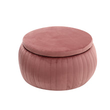 Load image into Gallery viewer, Wide Round Velvet Storage Ottoman Footstools