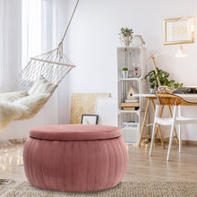 Load image into Gallery viewer, Wide Round Velvet Storage Ottoman Footstools