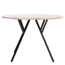Load image into Gallery viewer, Round Wooden Kitchen Dining Room Table Nature Wood Desktop with Metal Steel Legs