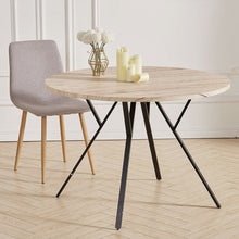 Load image into Gallery viewer, Round Wooden Kitchen Dining Room Table Nature Wood Desktop with Metal Steel Legs