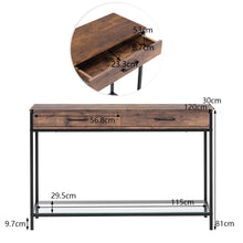 Load image into Gallery viewer, 2 Drawers Console Table Wood Tabletop Drawer Glass Shelf Hall Side Storage Stand