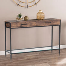 Load image into Gallery viewer, 2 Drawers Console Table Wood Tabletop Drawer Glass Shelf Hall Side Storage Stand