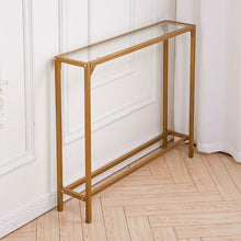 Load image into Gallery viewer, Modern Gold Console Table Tempered Glass Table Sofa Entryway Table Living Room