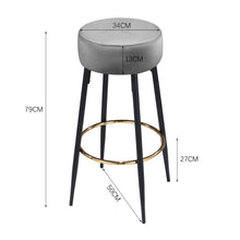 Load image into Gallery viewer, Set of 2 Modern Velvet Bar Stool with Wood Legs