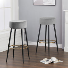 Load image into Gallery viewer, Set of 2 Modern Velvet Bar Stool with Wood Legs