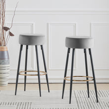 Load image into Gallery viewer, Set of 2 Modern Velvet Bar Stool with Wood Legs