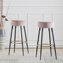 Load image into Gallery viewer, Set of 2 Modern Velvet Bar Stool with Wood Legs
