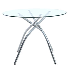 Load image into Gallery viewer, Tempered Glass Round Dining Table Modern Chrome Cross Legs Kitchen Room Tables