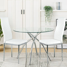 Load image into Gallery viewer, Tempered Glass Round Dining Table Modern Chrome Cross Legs Kitchen Room Tables