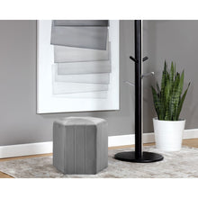 Load image into Gallery viewer, 40cm Wide Hexagon Shape Velvet Footstool Striped Ottoman 25D Sponge Footrest