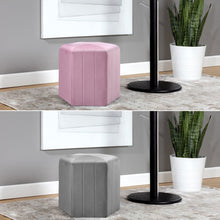 Load image into Gallery viewer, 40cm Wide Hexagon Shape Velvet Footstool Striped Ottoman 25D Sponge Footrest