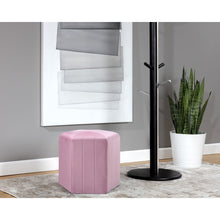 Load image into Gallery viewer, 40cm Wide Hexagon Shape Velvet Footstool Striped Ottoman 25D Sponge Footrest