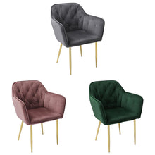 Load image into Gallery viewer, Kitchen Dining Chair Living Room Velvet Armchair Metal Legs Soft Padded Seat