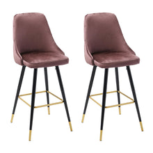 Load image into Gallery viewer, 2x Velvet Bar Stools Kitchen Breakfast Pub Chairs High Counter Stool Restaurant