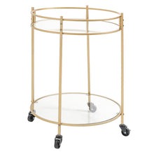 Load image into Gallery viewer, 2/3 Shelf Round Rolling Bar Cart Round Mirrored Gold Metal Drinks Trolley