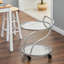 Load image into Gallery viewer, Sliver Bar Cart Mirror Drinks Kitchen Trolley w/ Lockable Wheels