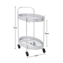 Load image into Gallery viewer, Drinks Trolley Silver Kitchen Serving Cart w/ Two Glass Shelves Mini Bar Drinks Table W/ Wheels