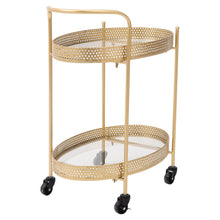 Load image into Gallery viewer, Drinks Trolley Silver Kitchen Serving Cart w/ Two Glass Shelves Mini Bar Drinks Table W/ Wheels