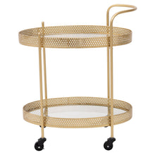 Load image into Gallery viewer, Drinks Trolley Silver Kitchen Serving Cart w/ Two Glass Shelves Mini Bar Drinks Table W/ Wheels