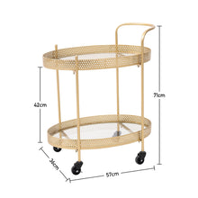 Load image into Gallery viewer, Drinks Trolley Silver Kitchen Serving Cart w/ Two Glass Shelves Mini Bar Drinks Table W/ Wheels