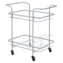 Load image into Gallery viewer, 2 Tiers Drinks Trolley With Bottle Holder Bar Wine Glass Shelf Storage Rack