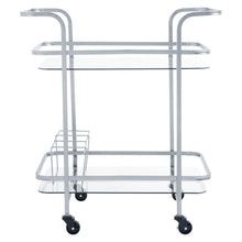 Load image into Gallery viewer, 2 Tiers Drinks Trolley With Bottle Holder Bar Wine Glass Shelf Storage Rack